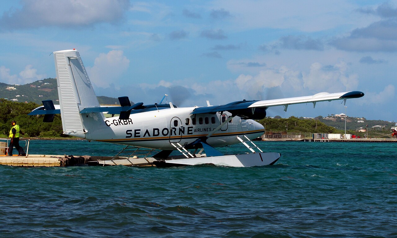 A seaplane at the Christiansted harbor seaplane base