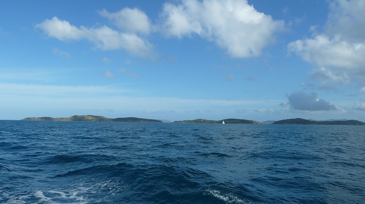 Small green cays including Lovango in clear blue water
